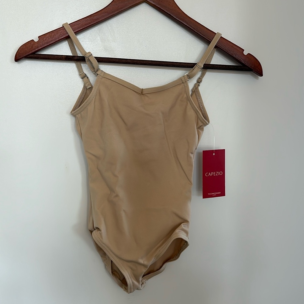 Capezio Girls I/CH nude camisole dance ballet bodysuit convert straps TN1420C
